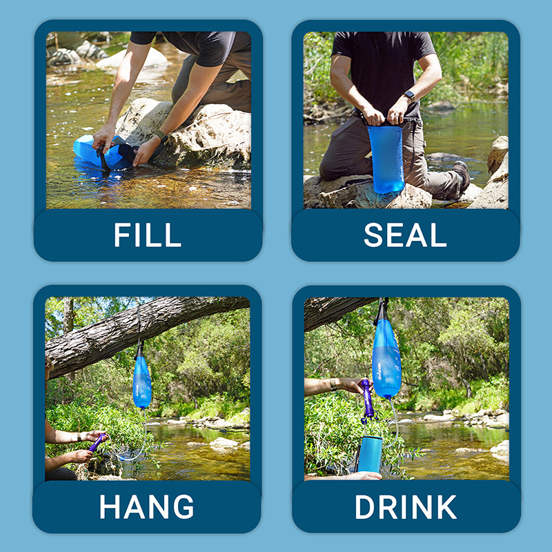 Gravity Bag with Hollow Fiber Filter - 3 Pack Bundle